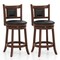 Upholstered Bar Stools Set of 2 with Curved Backrest and Footrest